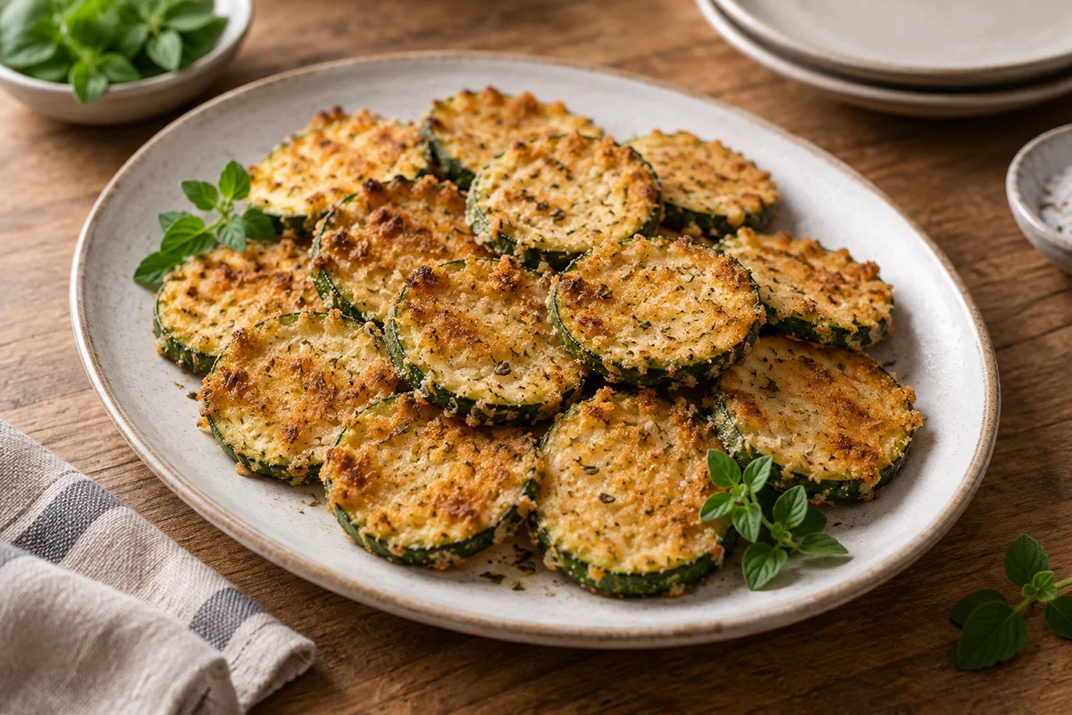 Dovlecei cu pesmet și parmezan — preparat servit