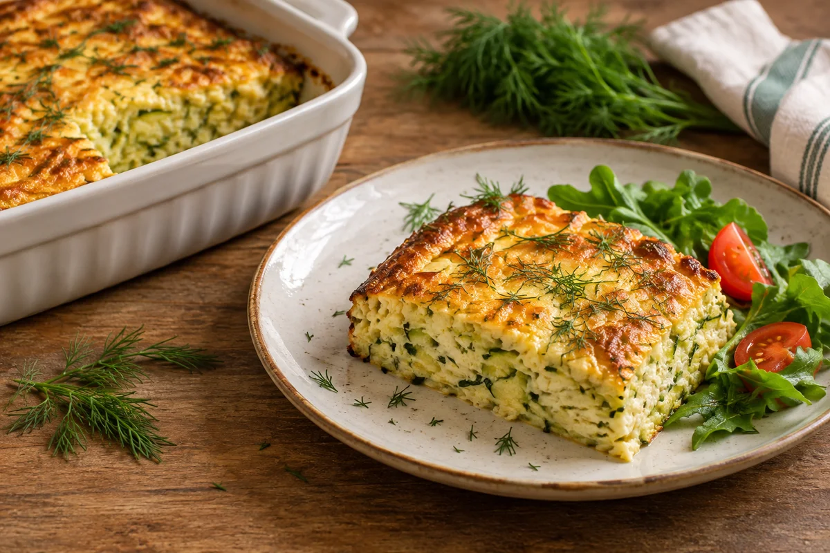 Omletă la cuptor cu dovlecel și cașcaval — preparat servit