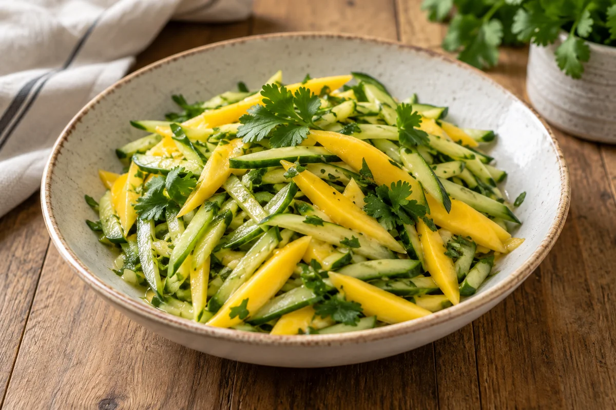 Salată de castravete cu mango — preparat servit